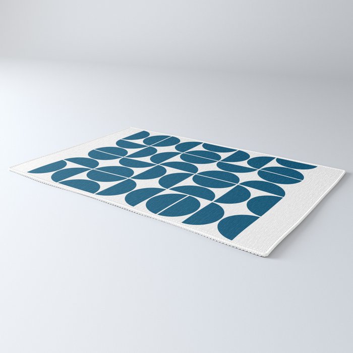 Mid Century Modern Geometric 04 Blue Rug Gallery Image 3