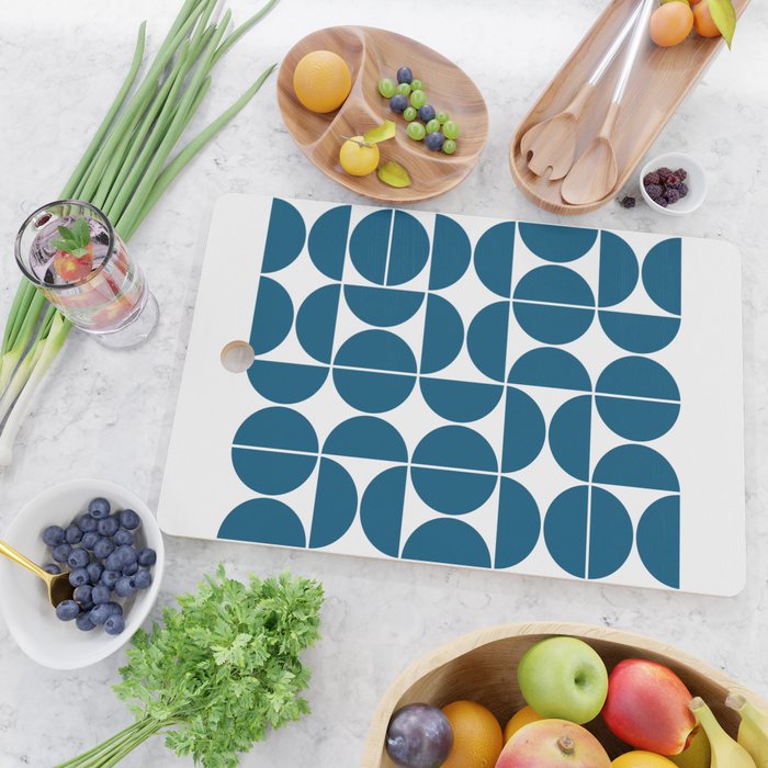 Mid Century Modern Geometric 04 Blue Cutting Board Gallery Image 2