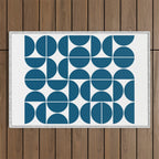 Mid Century Modern Geometric 04 Blue Outdoor Rug Gallery Image 1