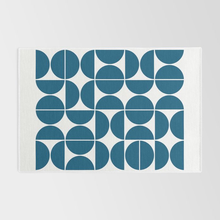 Mid Century Modern Geometric 04 Blue Rug Gallery Image 2