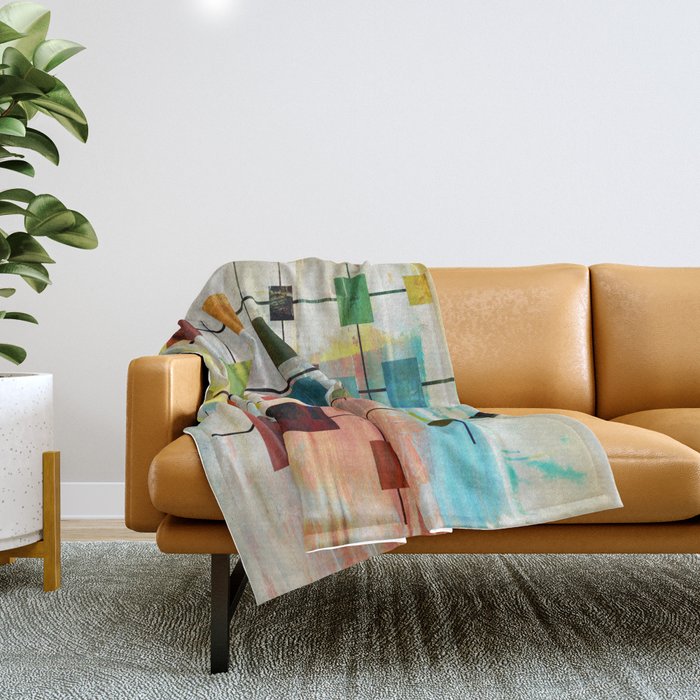 Mid-Century Modern Art 1.3 -  Graffiti Style Throw Blanket Gallery Image 1