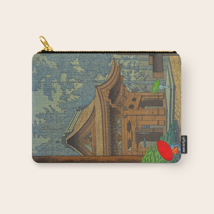 Asano Takeji Japanese Woodblock Print Vintage Mid Century Art Shinto Shrine Forest Carry All Pouch Gallery Image 1