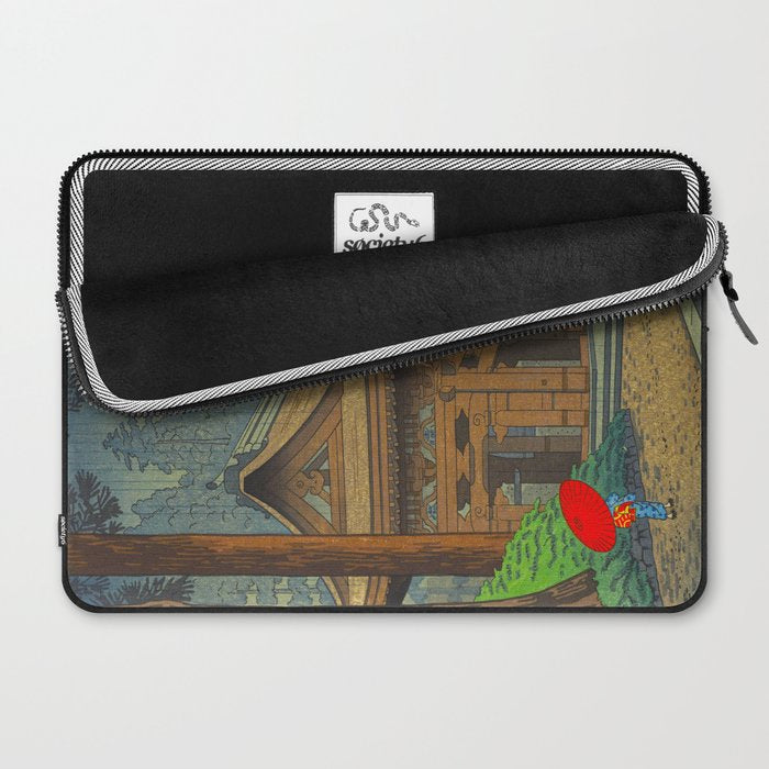 Asano Takeji Japanese Woodblock Print Vintage Mid Century Art Shinto Shrine Forest Laptop Sleeve Gallery Image 2