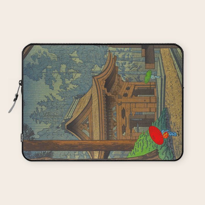 Asano Takeji Japanese Woodblock Print Vintage Mid Century Art Shinto Shrine Forest Laptop Sleeve Gallery Image 1