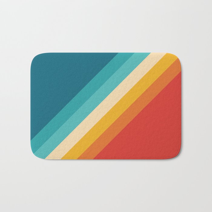 Classic 70s Vintage Style Retro Summer Vibes Stripes - Feruda Bath Mat Gallery Image 1
