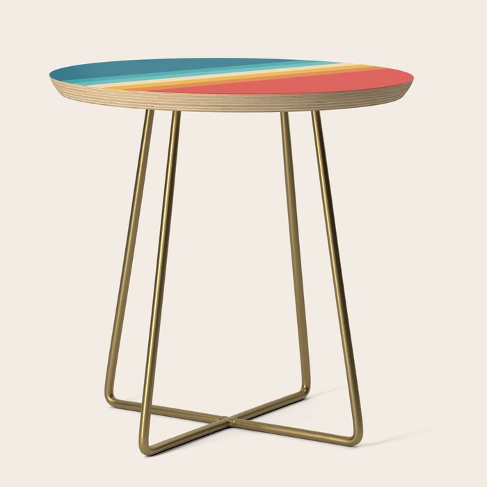 Classic 70s Vintage Style Retro Summer Vibes Stripes - Feruda Side Table Gallery Image 1