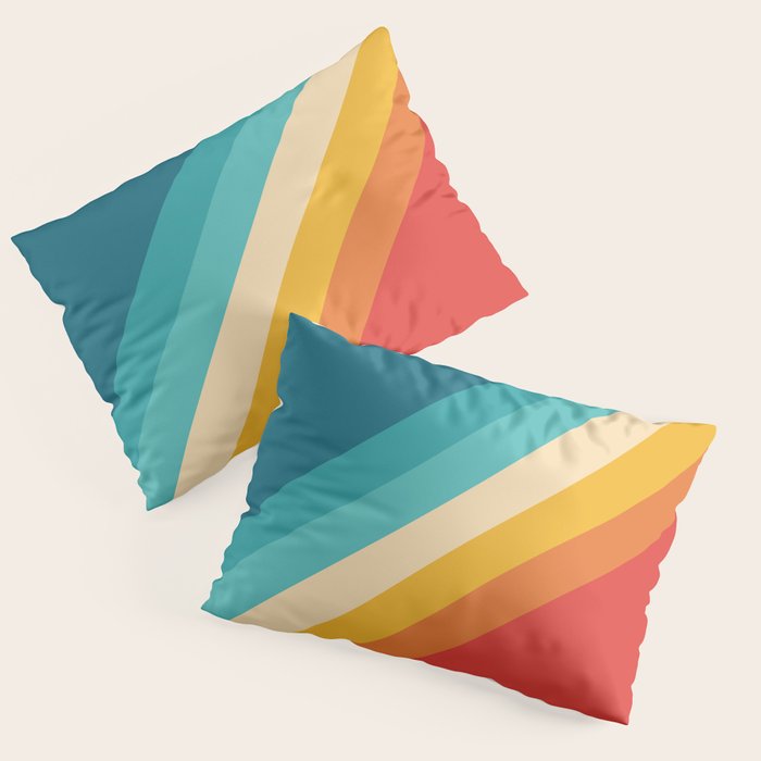 Classic 70s Vintage Style Retro Summer Vibes Stripes - Feruda Pillow Sham Gallery Image 3