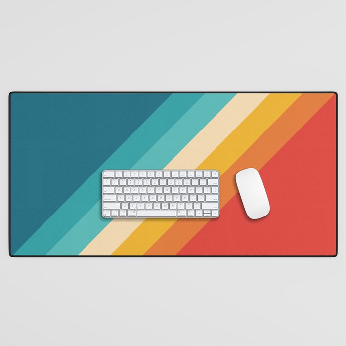 Classic 70s Vintage Style Retro Summer Vibes Stripes - Feruda Desk Mat Gallery Image 1