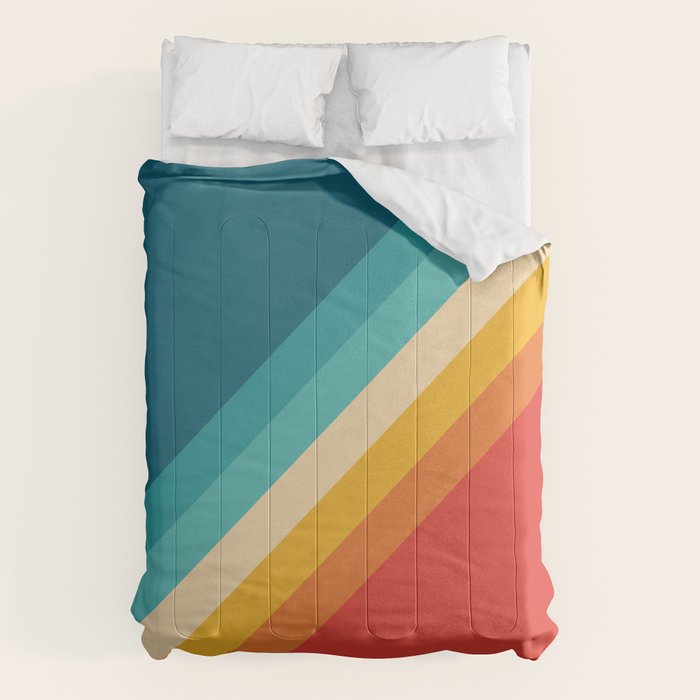 Classic 70s Vintage Style Retro Summer Vibes Stripes - Feruda Comforter Gallery Image 6