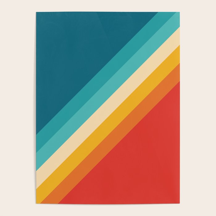 Classic 70s Vintage Style Retro Summer Vibes Stripes - Feruda Poster Gallery Image 4