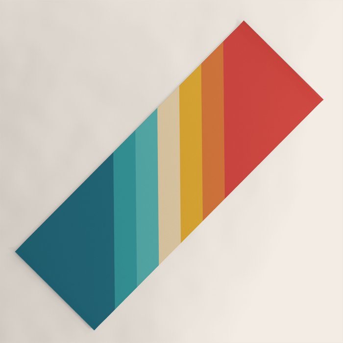 Classic 70s Vintage Style Retro Summer Vibes Stripes - Feruda Yoga Mat Gallery Image 1