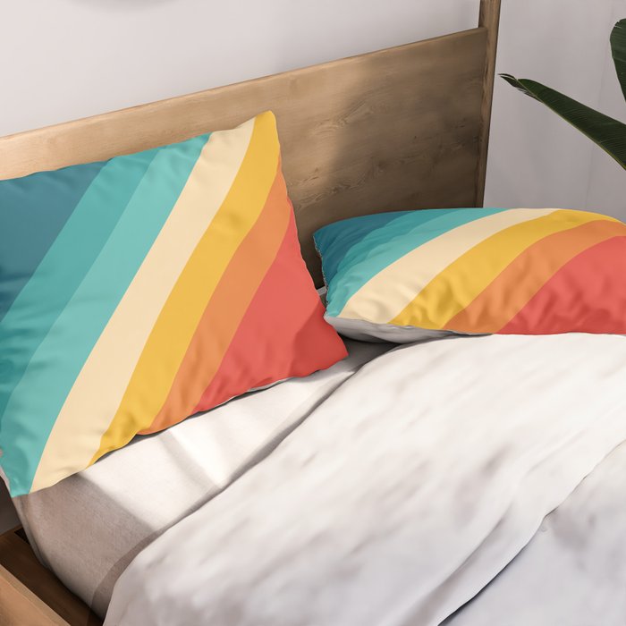 Classic 70s Vintage Style Retro Summer Vibes Stripes - Feruda Pillow Sham Gallery Image 2
