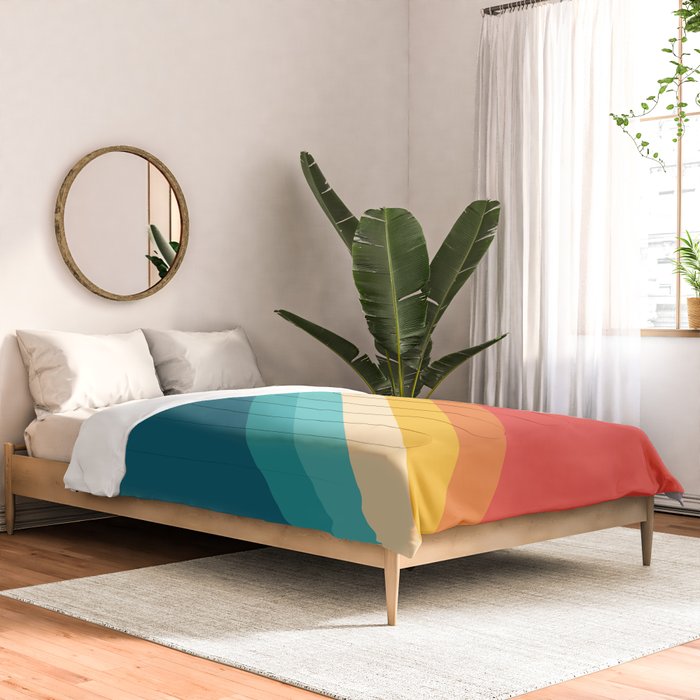 Classic 70s Vintage Style Retro Summer Vibes Stripes - Feruda Comforter Gallery Image 2