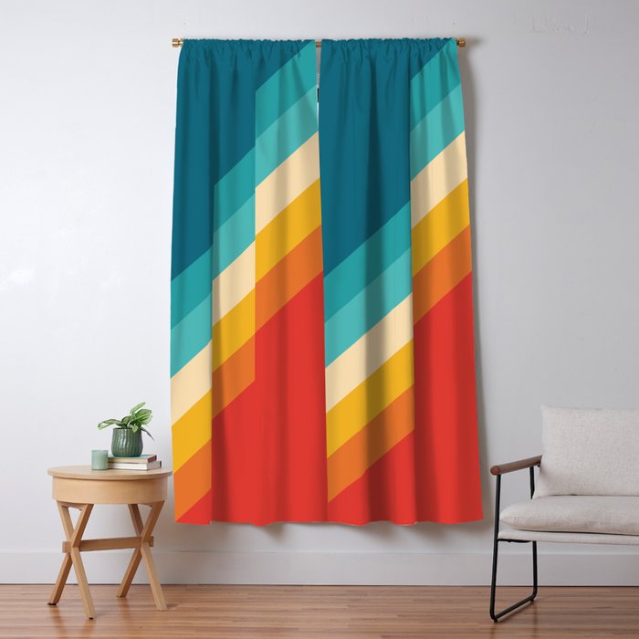Classic 70s Vintage Style Retro Summer Vibes Stripes - Feruda Window Curtain Gallery Image 5