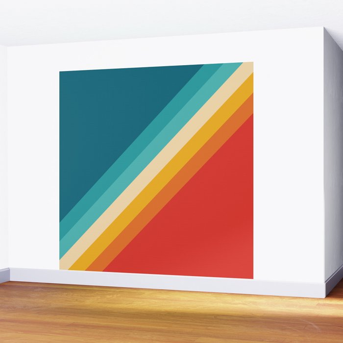 Classic 70s Vintage Style Retro Summer Vibes Stripes - Feruda Wall Mural Gallery Image 2