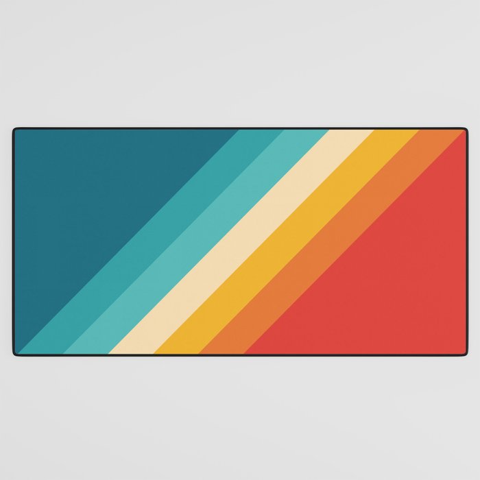 Classic 70s Vintage Style Retro Summer Vibes Stripes - Feruda Desk Mat Gallery Image 3