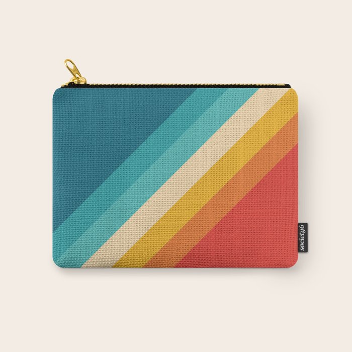 Classic 70s Vintage Style Retro Summer Vibes Stripes - Feruda Carry All Pouch Gallery Image 1