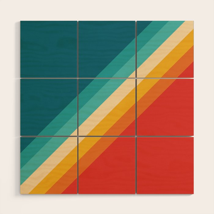 Classic 70s Vintage Style Retro Summer Vibes Stripes - Feruda Wood Wall Art Gallery Image 1