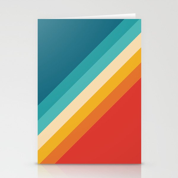Classic 70s Vintage Style Retro Summer Vibes Stripes - Feruda Stationery Card Gallery Image 2