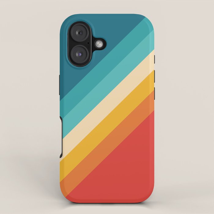 Classic 70s Vintage Style Retro Summer Vibes Stripes - Feruda iPhone Case Gallery Image 1
