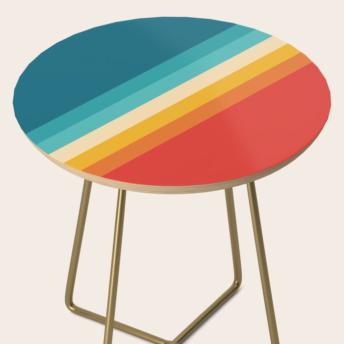 Classic 70s Vintage Style Retro Summer Vibes Stripes - Feruda Side Table Gallery Image 2