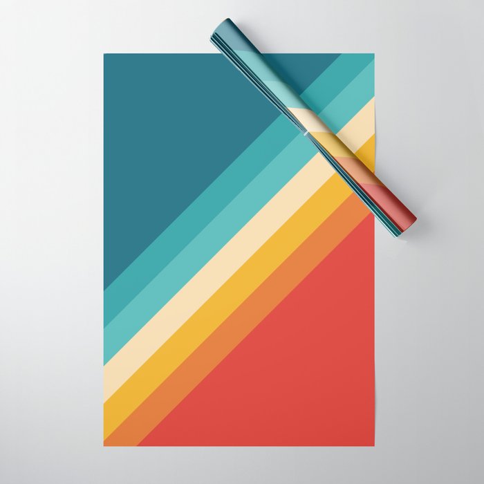 Classic 70s Vintage Style Retro Summer Vibes Stripes - Feruda Wrapping Paper Gallery Image 1