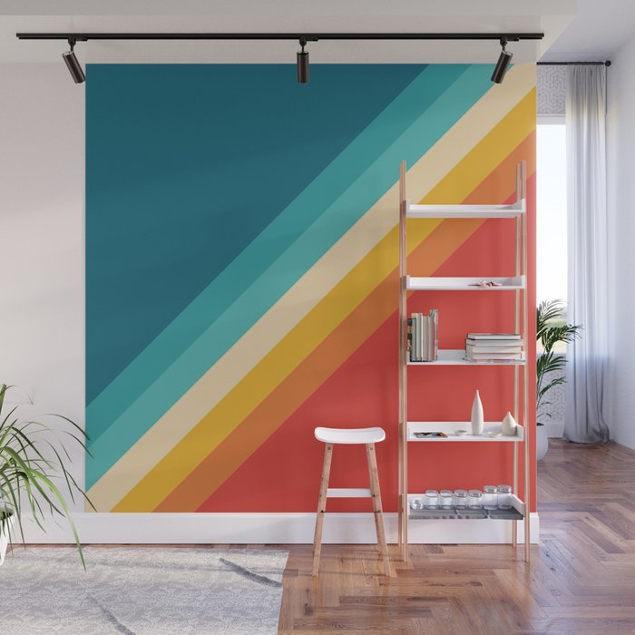 Classic 70s Vintage Style Retro Summer Vibes Stripes - Feruda Wall Mural Gallery Image 1