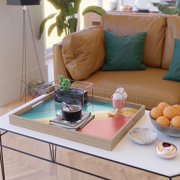 Classic 70s Vintage Style Retro Summer Vibes Stripes - Feruda Serving Tray Gallery Image 2