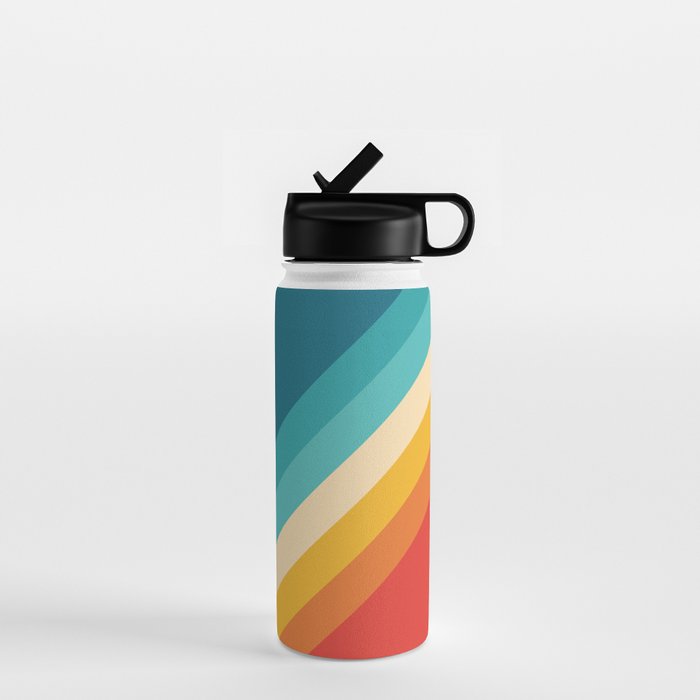 Classic 70s Vintage Style Retro Summer Vibes Stripes - Feruda Water Bottle Gallery Image 1