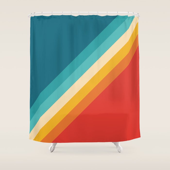 Classic 70s Vintage Style Retro Summer Vibes Stripes - Feruda Shower Curtain Gallery Image 1