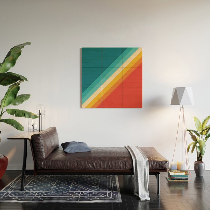 Classic 70s Vintage Style Retro Summer Vibes Stripes - Feruda Wood Wall Art Gallery Image 2