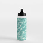 Water Abstract Photography, Teal Ocean, Turquoise Sea, Water Ripple Seascape Water Bottle Gallery Image 3