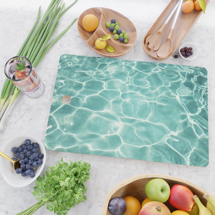 Water Abstract Photography, Teal Ocean, Turquoise Sea, Water Ripple Seascape Cutting Board Gallery Image 2