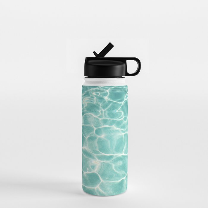 Water Abstract Photography, Teal Ocean, Turquoise Sea, Water Ripple Seascape Water Bottle Gallery Image 1