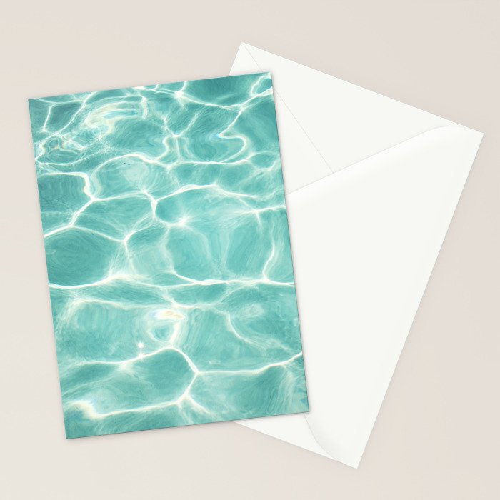 Water Abstract Photography, Teal Ocean, Turquoise Sea, Water Ripple Seascape Stationery Card Gallery Image 2