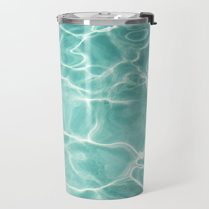 Water Abstract Photography, Teal Ocean, Turquoise Sea, Water Ripple Seascape Travel Mug Gallery Image 2