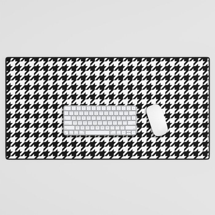 Monochrome Black & White Houndstooth Desk Mat Gallery Image 1