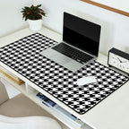 Monochrome Black & White Houndstooth Desk Mat Gallery Image 2