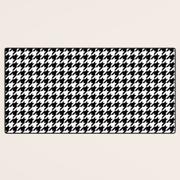 Monochrome Black & White Houndstooth Desk Mat Gallery Image 3