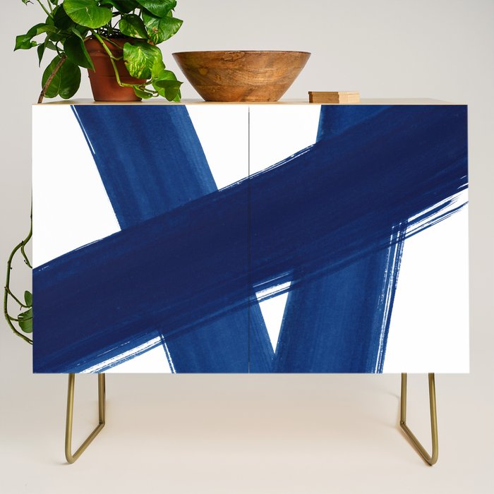 Indigo Abstract Brush Strokes | No. 4 Credenza Gallery Image 1