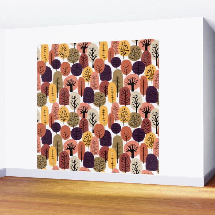 Autumn Trees Pattern Wall Mural Gallery Image 2