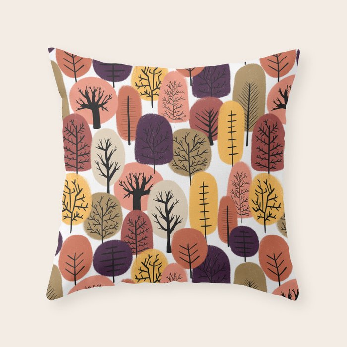 Autumn Trees Pattern Throw Pillow Gallery Image 6