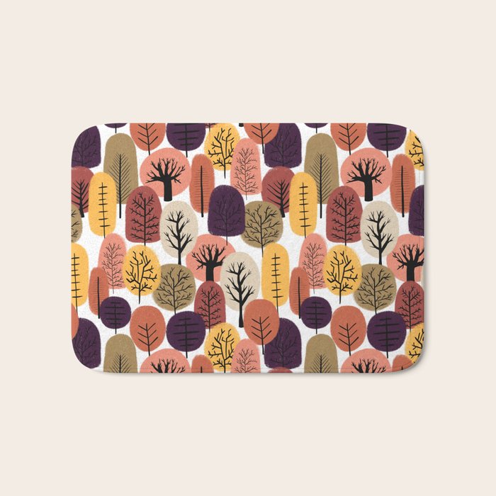 Autumn Trees Pattern Bath Mat Gallery Image 1