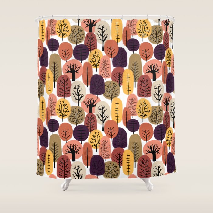 Autumn Trees Pattern Shower Curtain Gallery Image 1