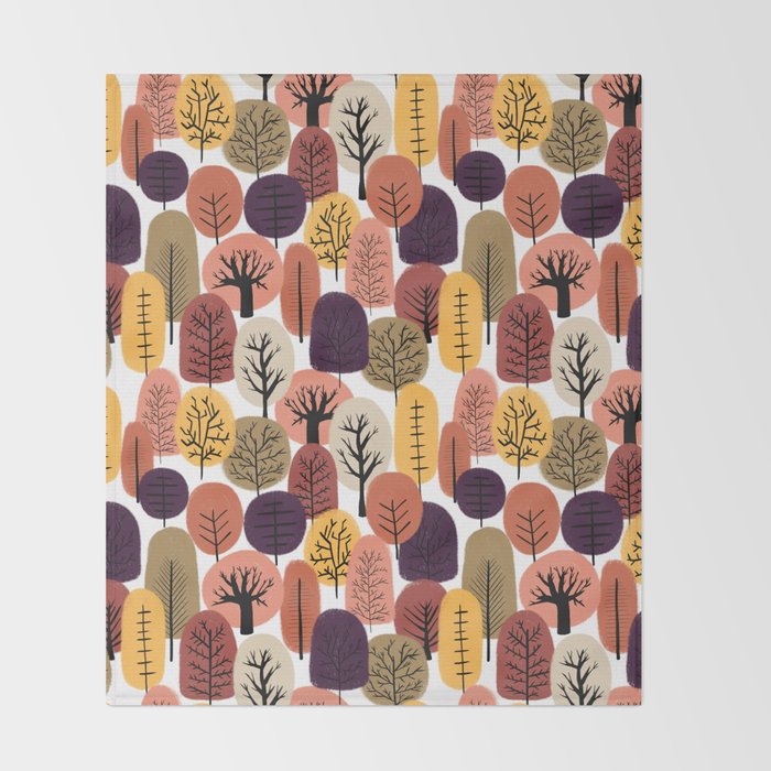 Autumn Trees Pattern Throw Blanket Gallery Image 2