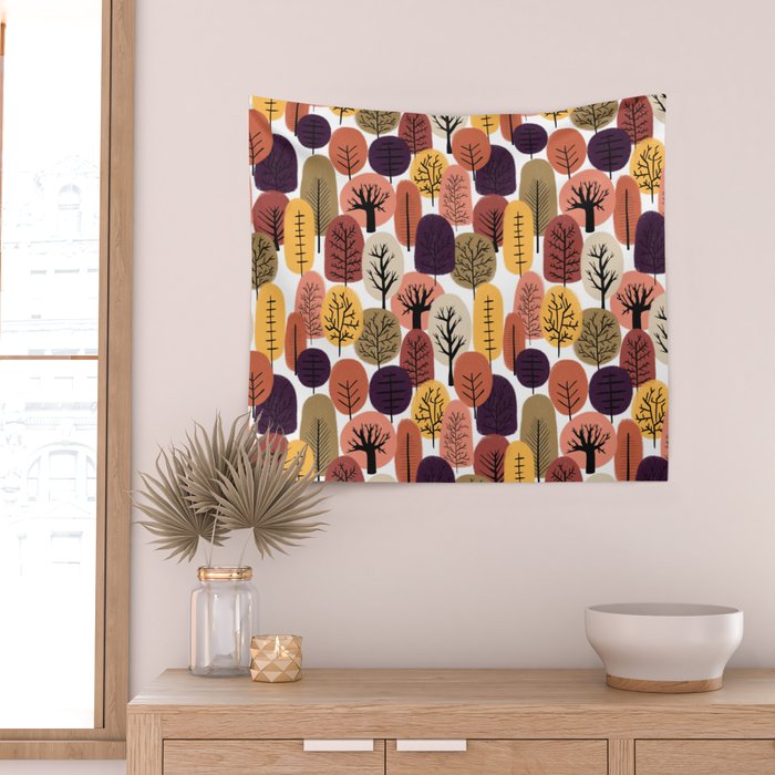 Autumn Trees Pattern Wall Tapestry Gallery Image 2