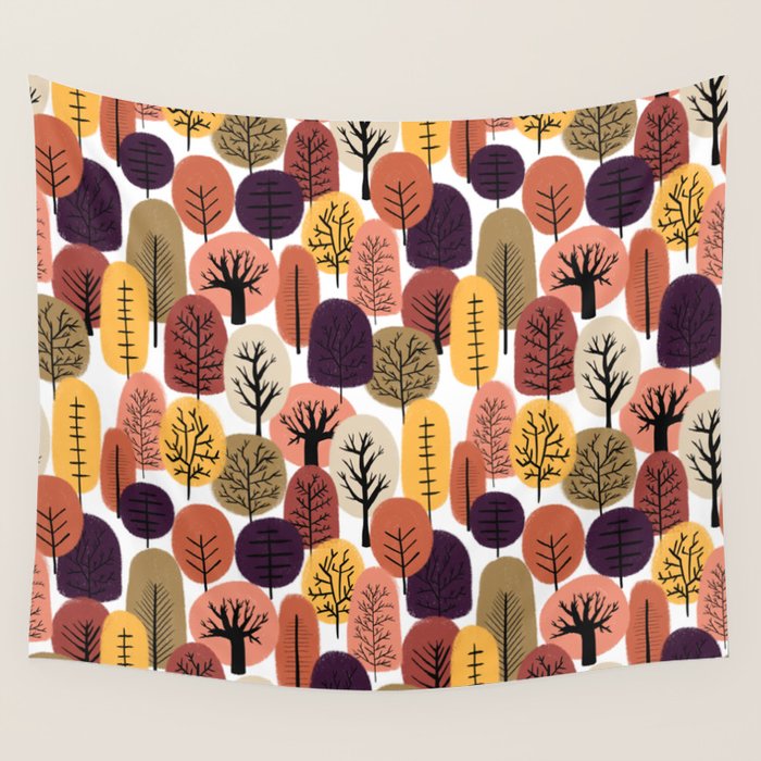 Autumn Trees Pattern Wall Tapestry Gallery Image 4