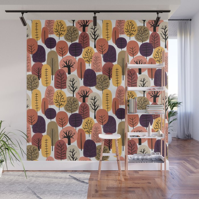 Autumn Trees Pattern Wall Mural Gallery Image 1
