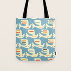 Festive Birds Blue Tote Bag Gallery Image 1