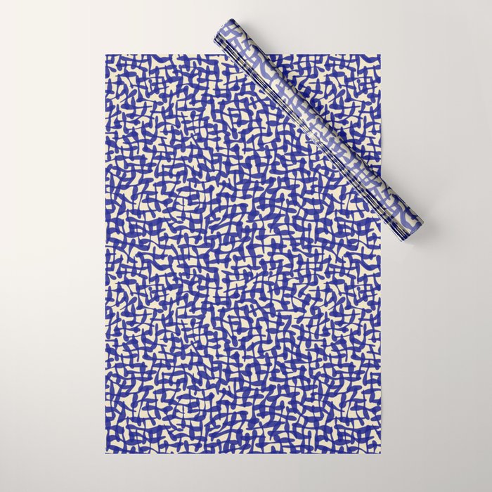 Playful strokes #4 / Blue on Beige Wrapping Paper Gallery Image 1
